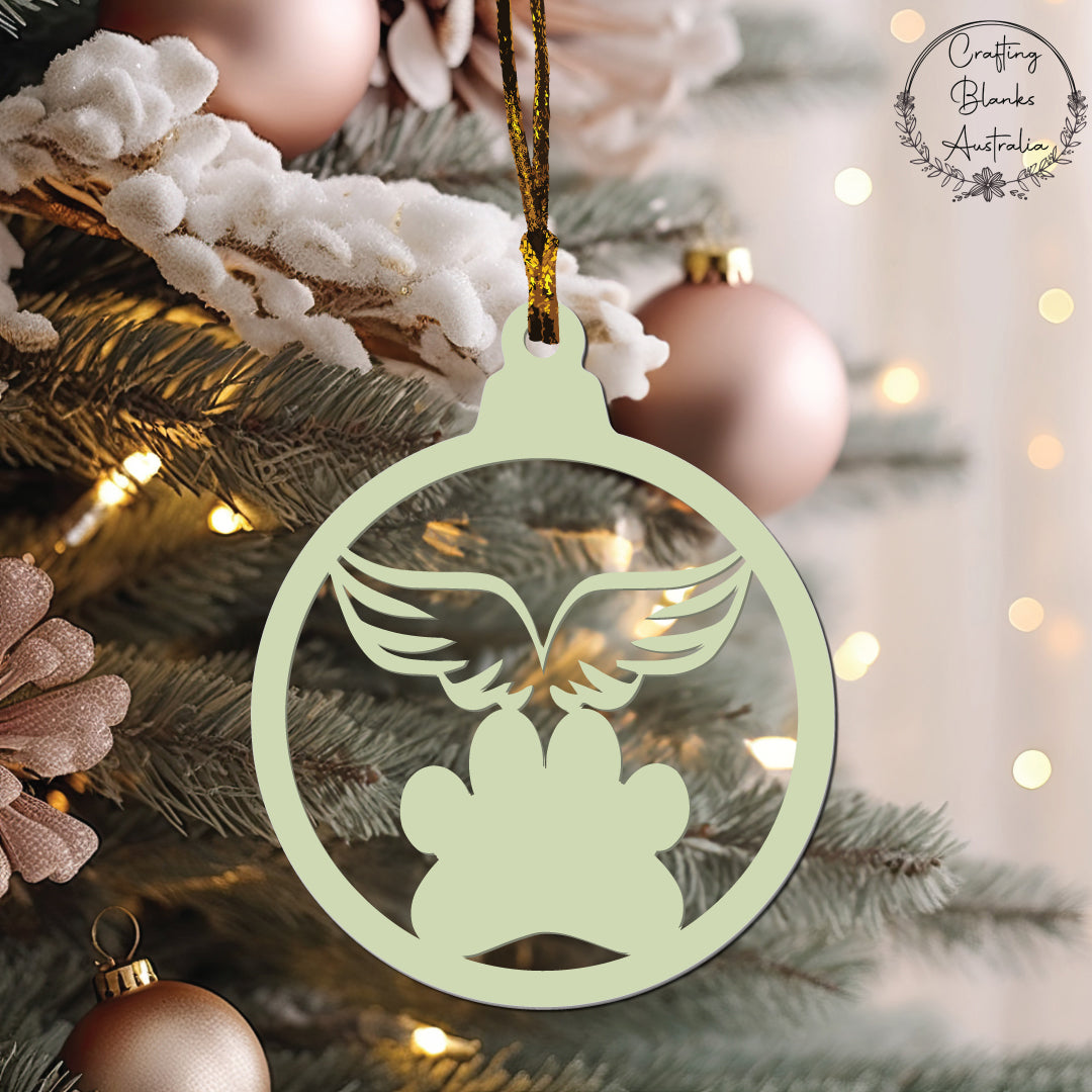 Paw Print Angel Wings • Bauble Shape • 150mm
