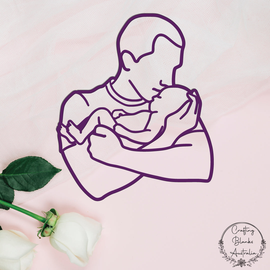 Dad & Newborn • Line Art • 100mm
