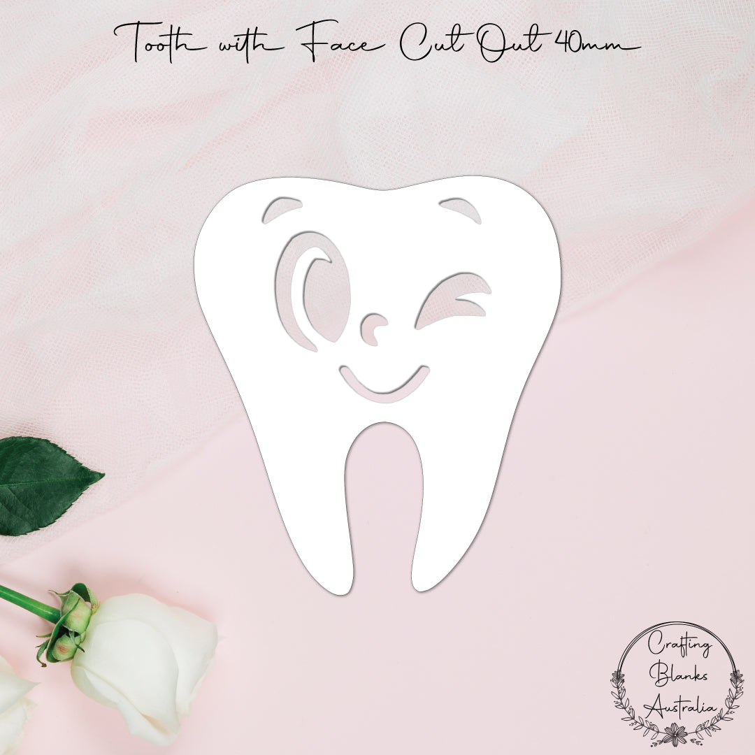 Tooth With Face Cut Out • Blank Shape • 40mm