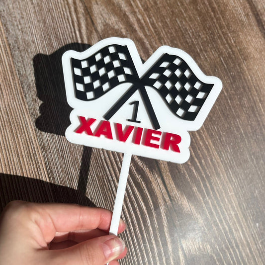 Custom Flags Birthday 1-9 • Double Layer Cake Topper • 120mm