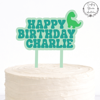 Custom Dinosaur Happy Birthday • Double Layer Cake Topper • 150mm