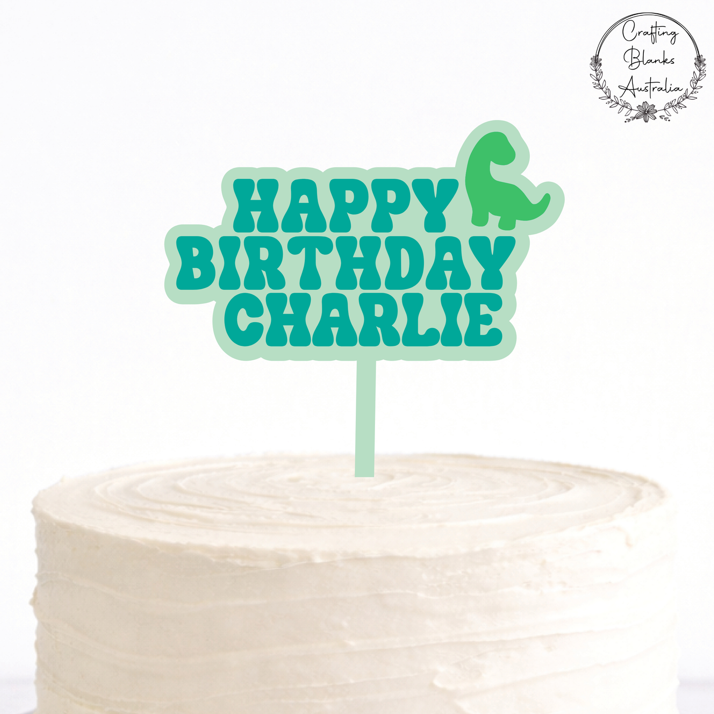 Custom Dinosaur Happy Birthday • Double Layer Cake Topper • 120mm