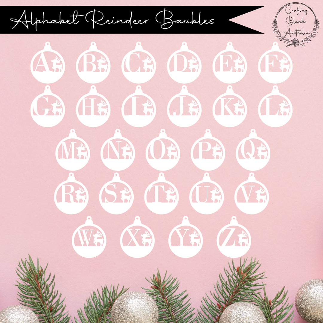 Alphabet Reindeer • Bauble Shape • 100mm