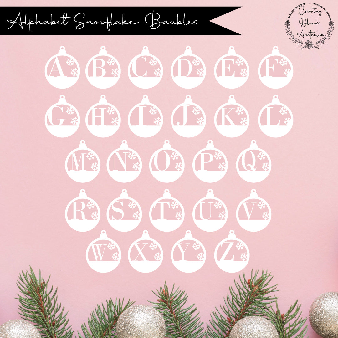 Alphabet Snowflake • Bauble Shape • 100mm