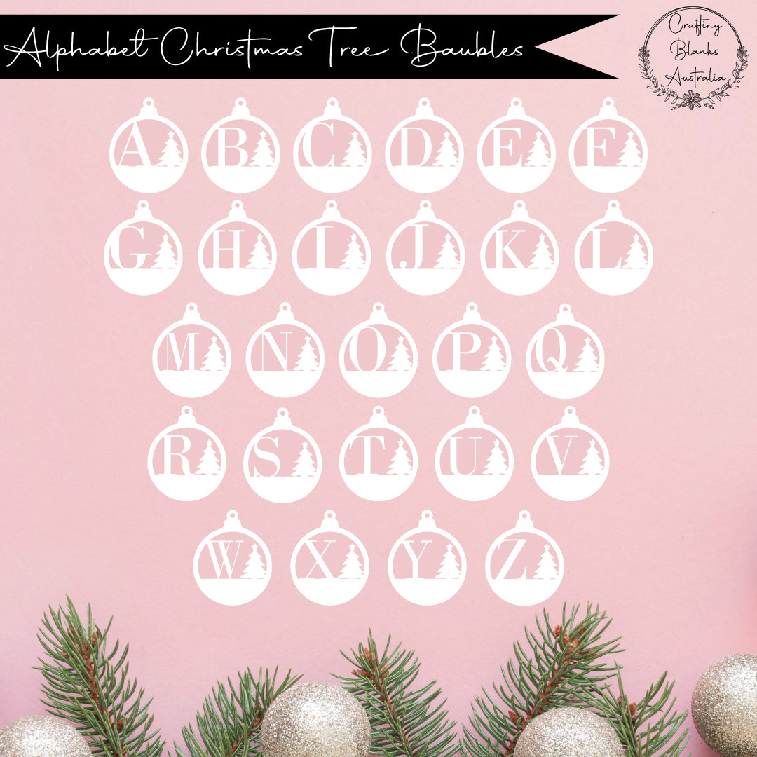 Alphabet Christmas Tree • Bauble Shape • 80mm