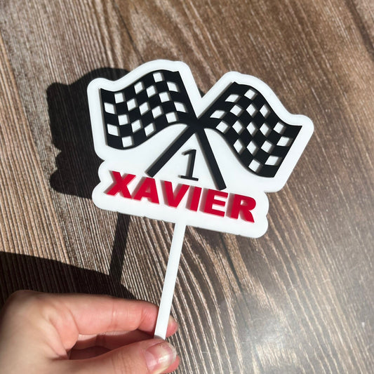 Custom Flags Birthday 1-9 • Double Layer Cake Topper • 120mm