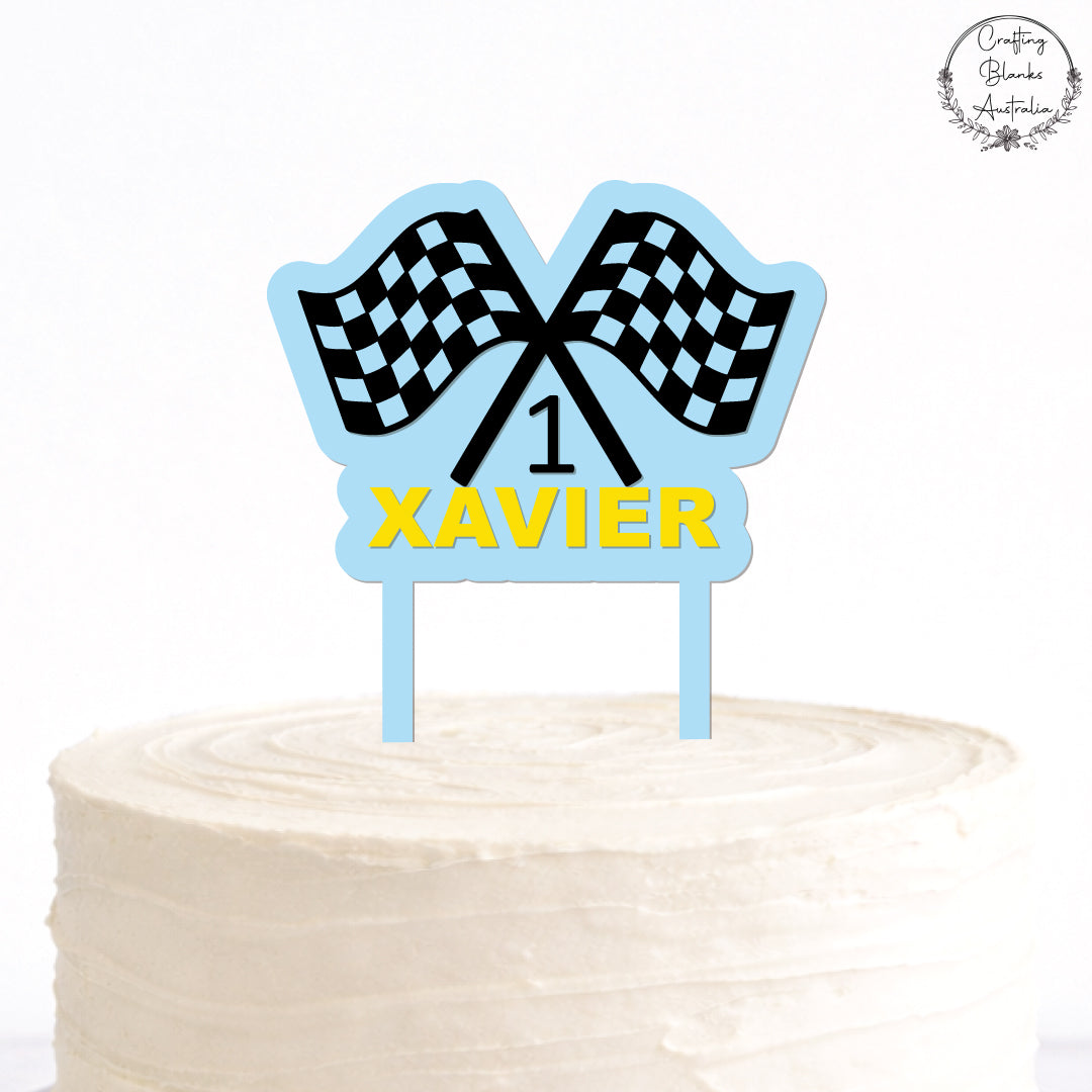Custom Flags Birthday 1-9 • Double Layer Cake Topper • 150mm