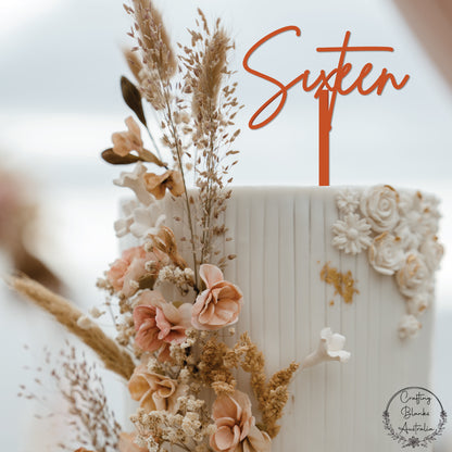 Sixteen • Cake Topper • 150mm