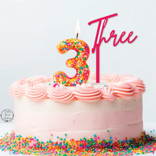 Three • Cake Topper • 150mm