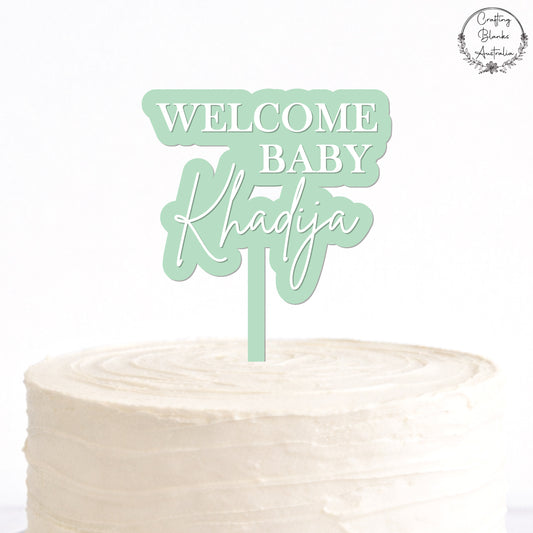 Custom Welcome Baby • Double Layer Cake Topper • 120mm