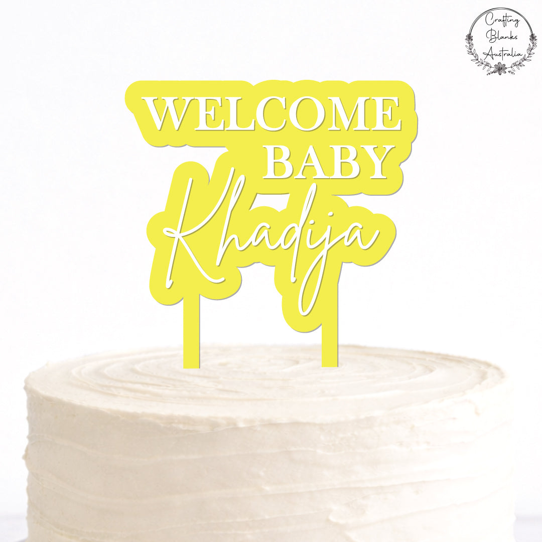 Custom Welcome Baby • Double Layer Cake Topper • 150mm