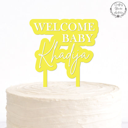 Custom Welcome Baby • Double Layer Cake Topper • 150mm