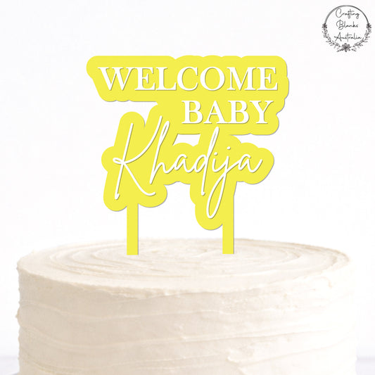 Custom Welcome Baby • Double Layer Cake Topper • 150mm