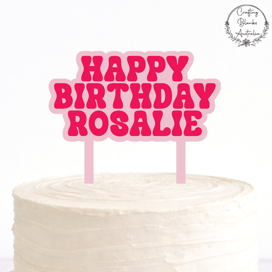 Custom Happy Birthday • Double Layer Cake Topper • 150mm