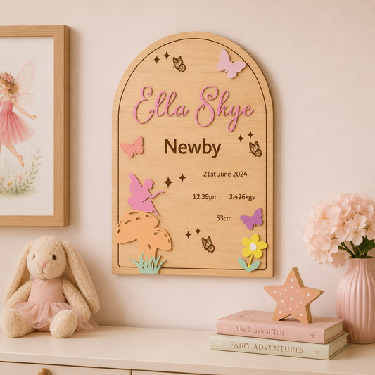 Fairy • Custom Birth Announcement Arch Sign • A4
