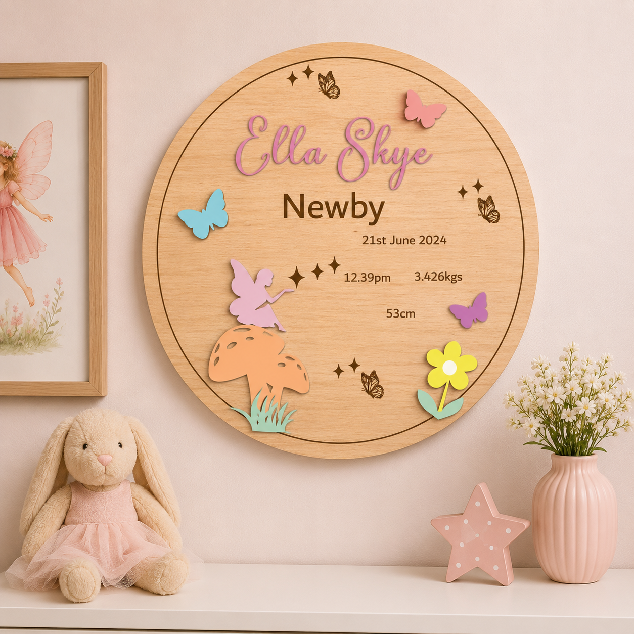 Fairy • Custom Birth Announcement Sign • 300mm