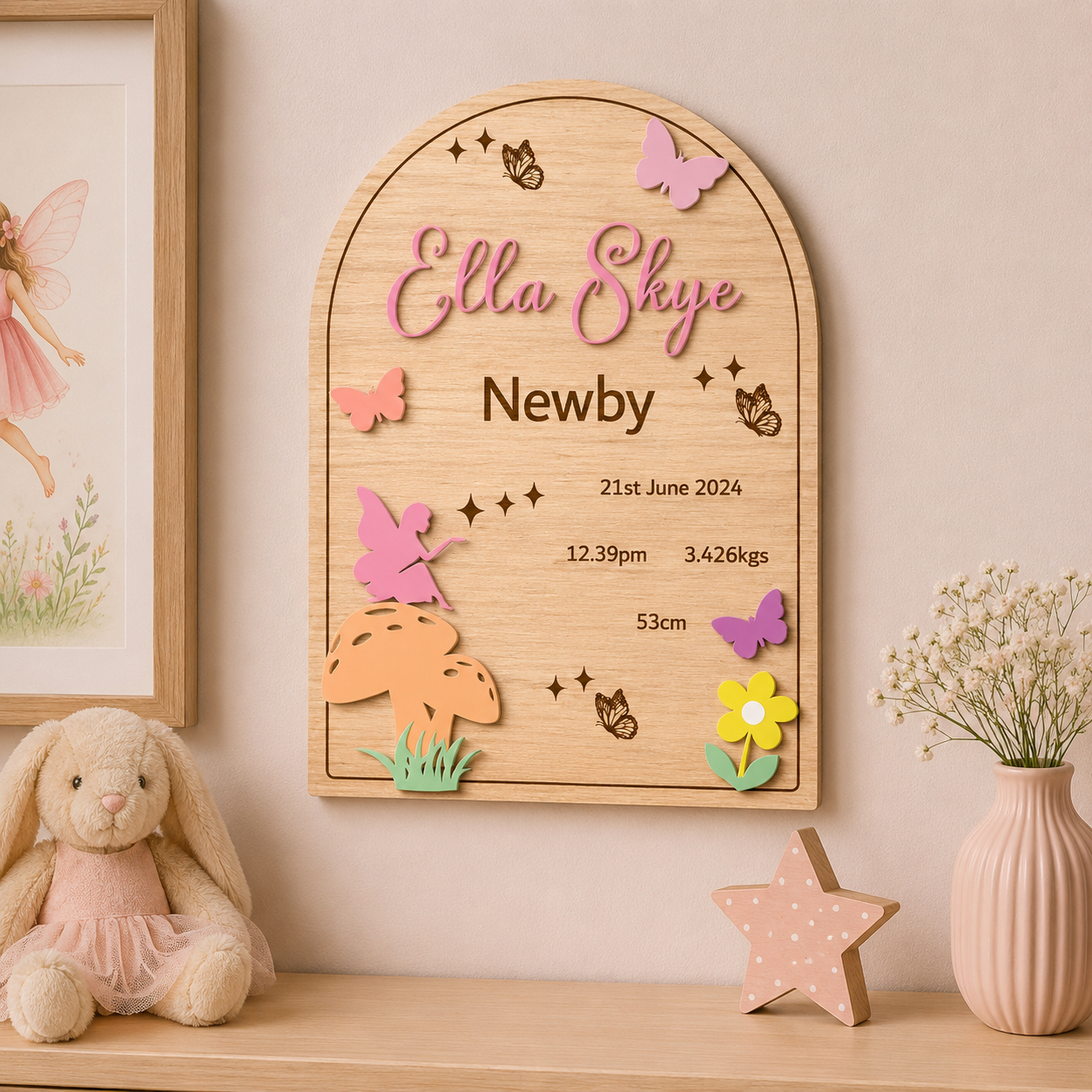 Fairy • Custom Birth Announcement Arch Sign • A4