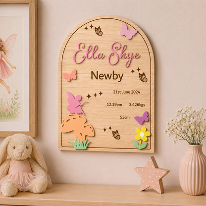Fairy • Custom Birth Announcement Arch Sign • A4