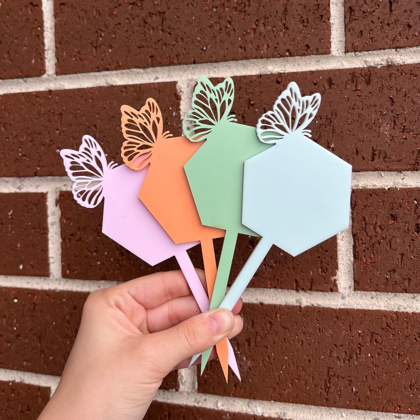 Hexagon Butterfly • Garden Stake • 70mm