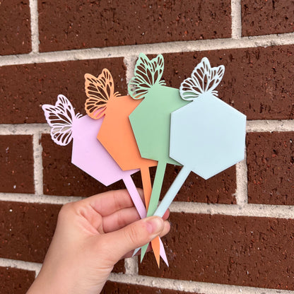 Hexagon Butterfly • Garden Stake • 70mm