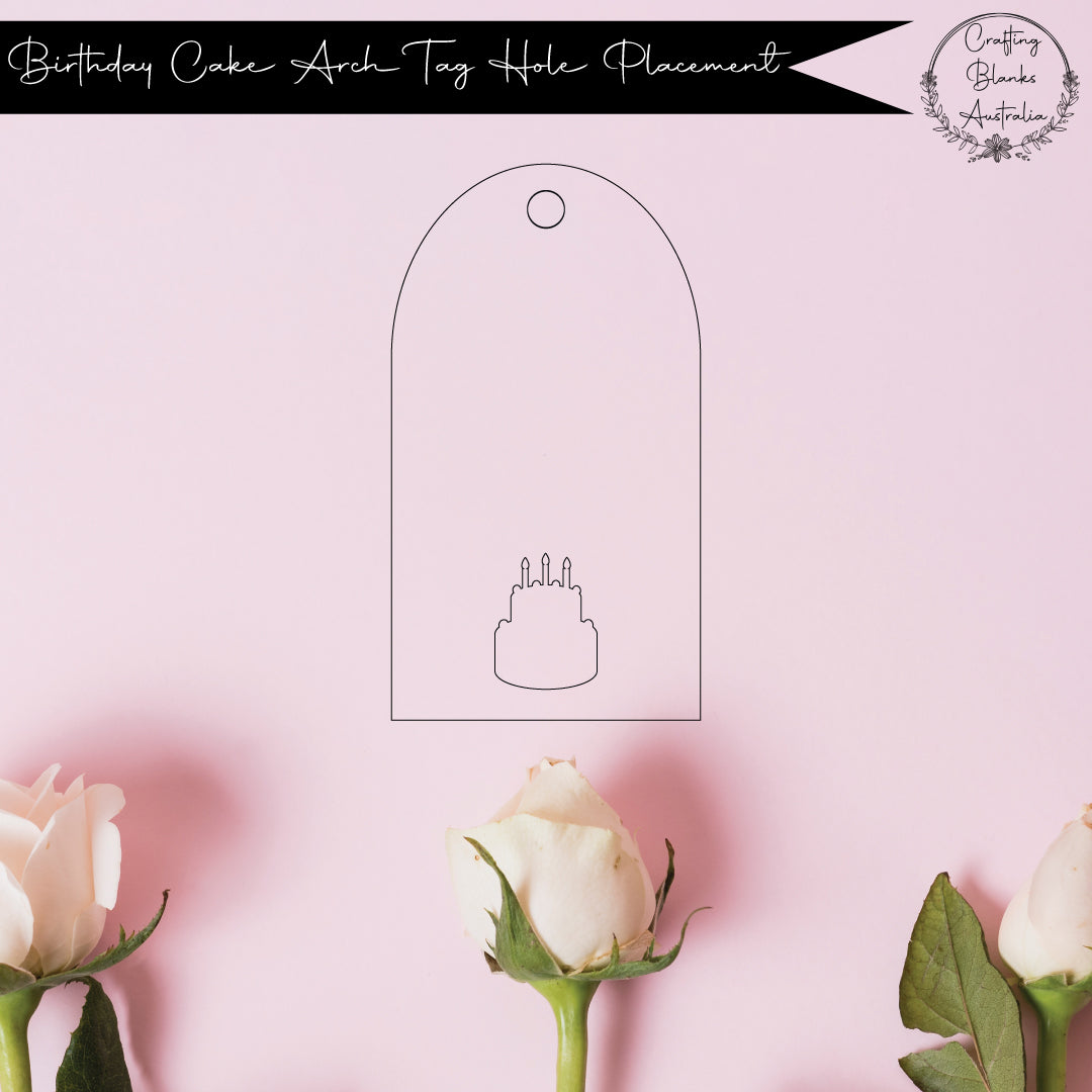 Birthday Cake • Arch Blank Tag • 40mm x 75mm