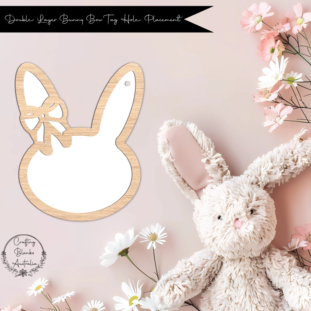 Bunny With Bow • Blank Tag • Double Layer