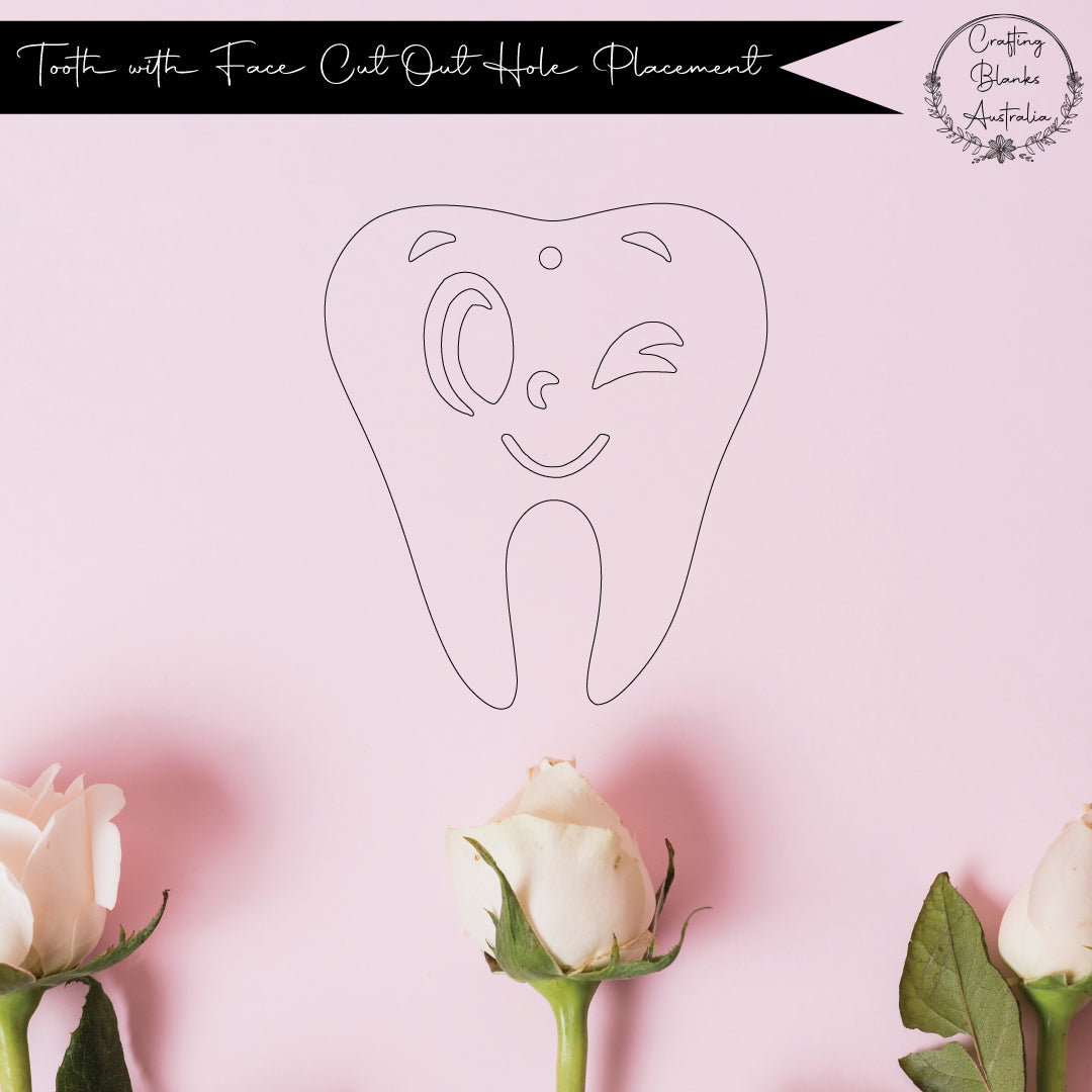 Tooth With Face Cut Out • Blank Shape • 30mm