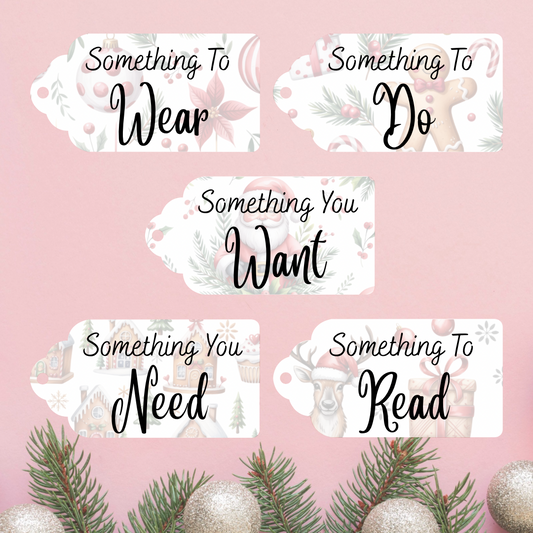 Christmas Gift Tags • Printed • 5 Piece Set