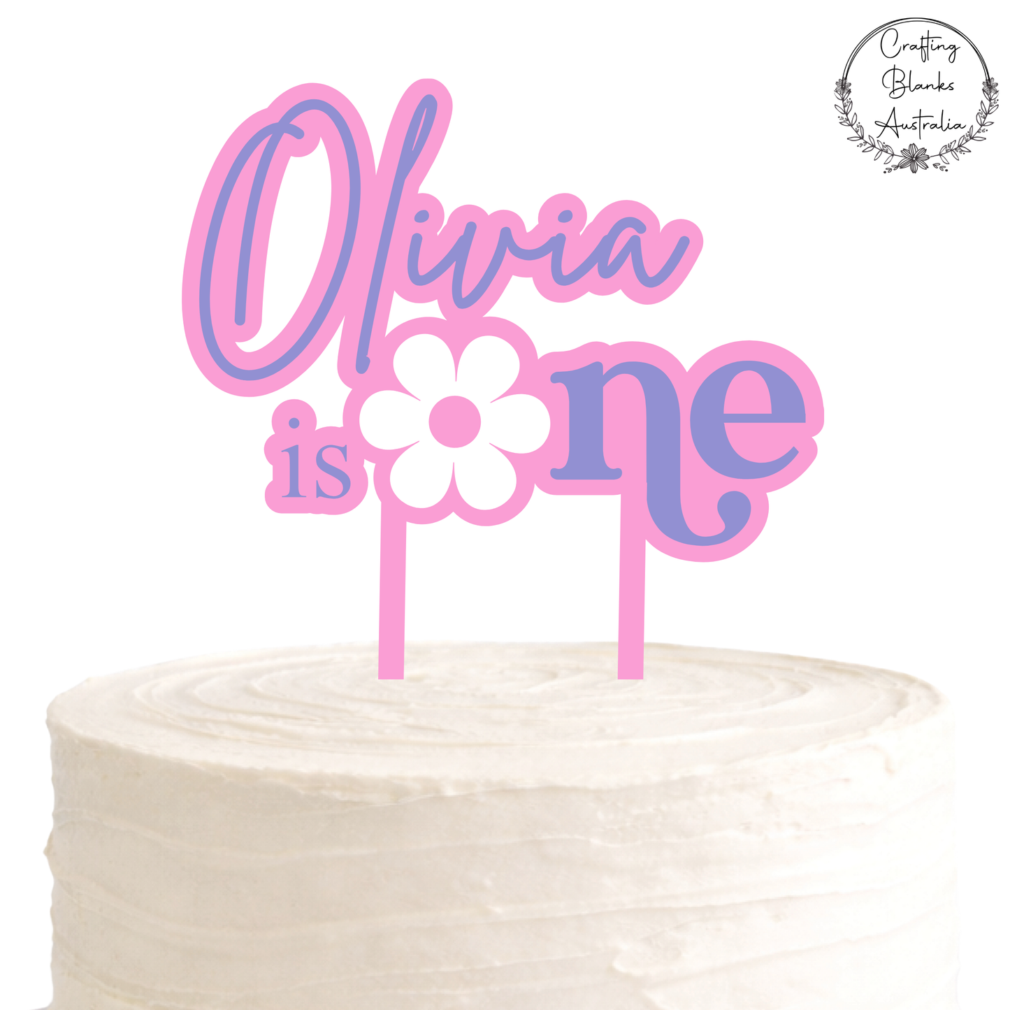 Custom Flower 1st Birthday • Double Layer Cake Topper • 150mm