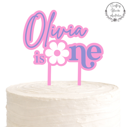 Custom Flower 1st Birthday • Double Layer Cake Topper • 150mm