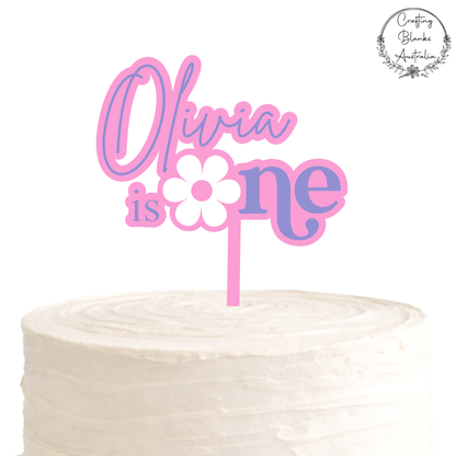 Custom Flower 1st Birthday • Double Layer Cake Topper • 120mm