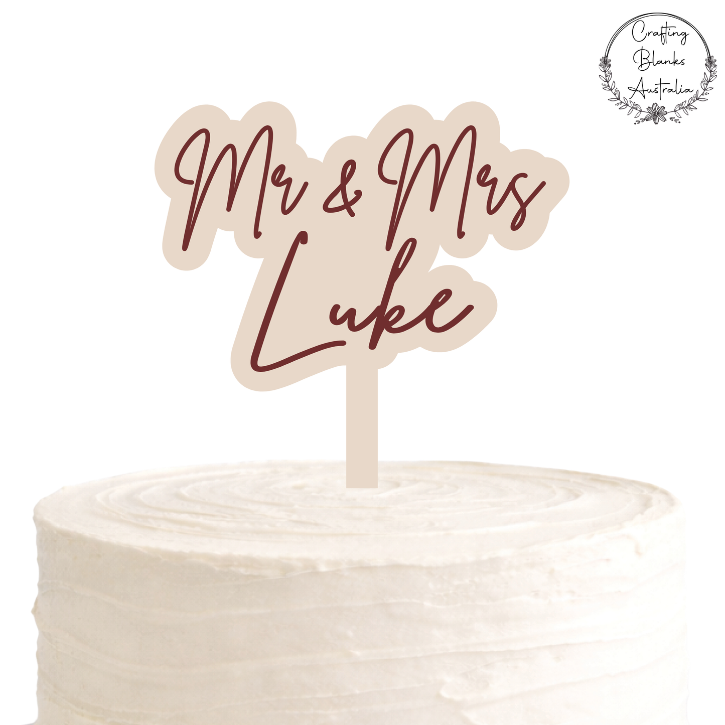 Custom Mr & Mrs Wedding • Double Layer Cake Topper