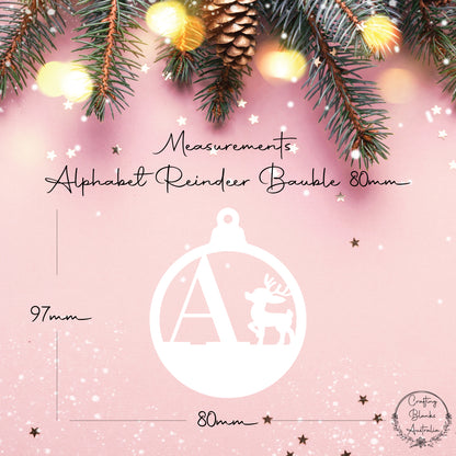 Alphabet Reindeer • Bauble Shape • 80mm