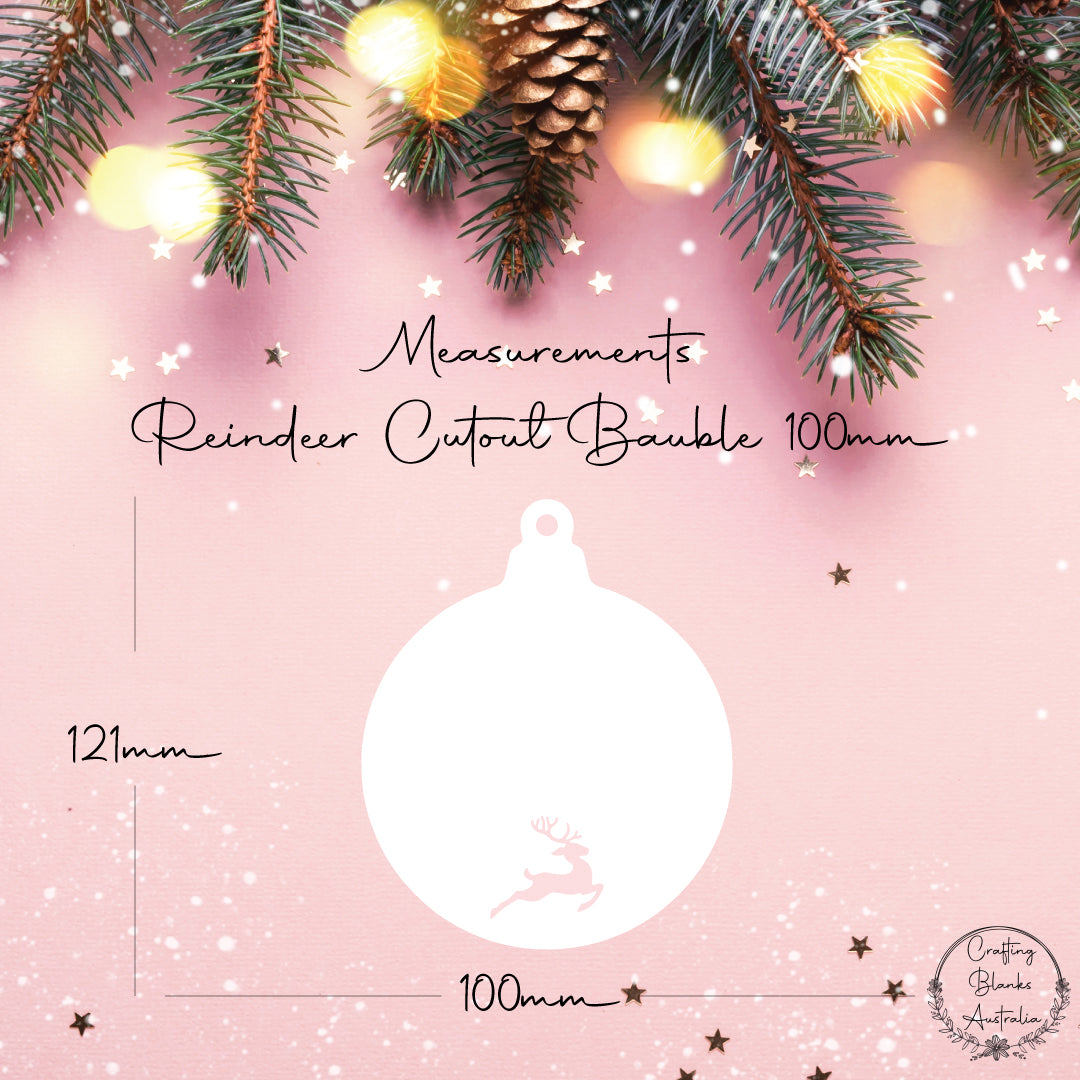 Reindeer • Cutout Bauble Shape • 100mm