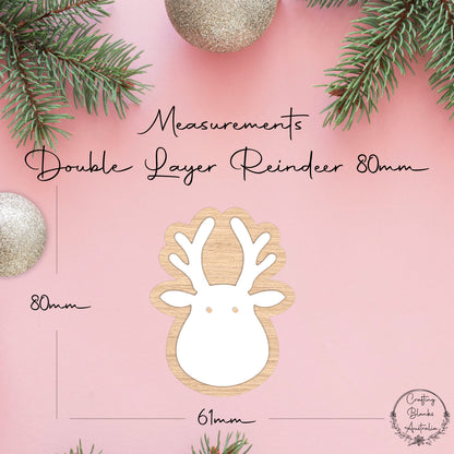 Reindeer Head • Double Layer • Bauble