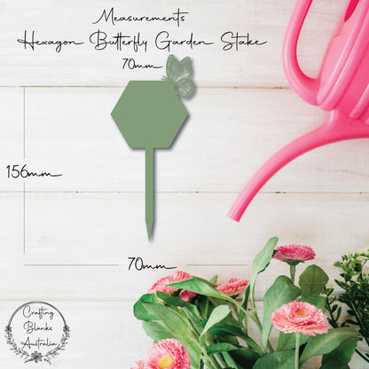 Hexagon Butterfly • Garden Stake • 70mm