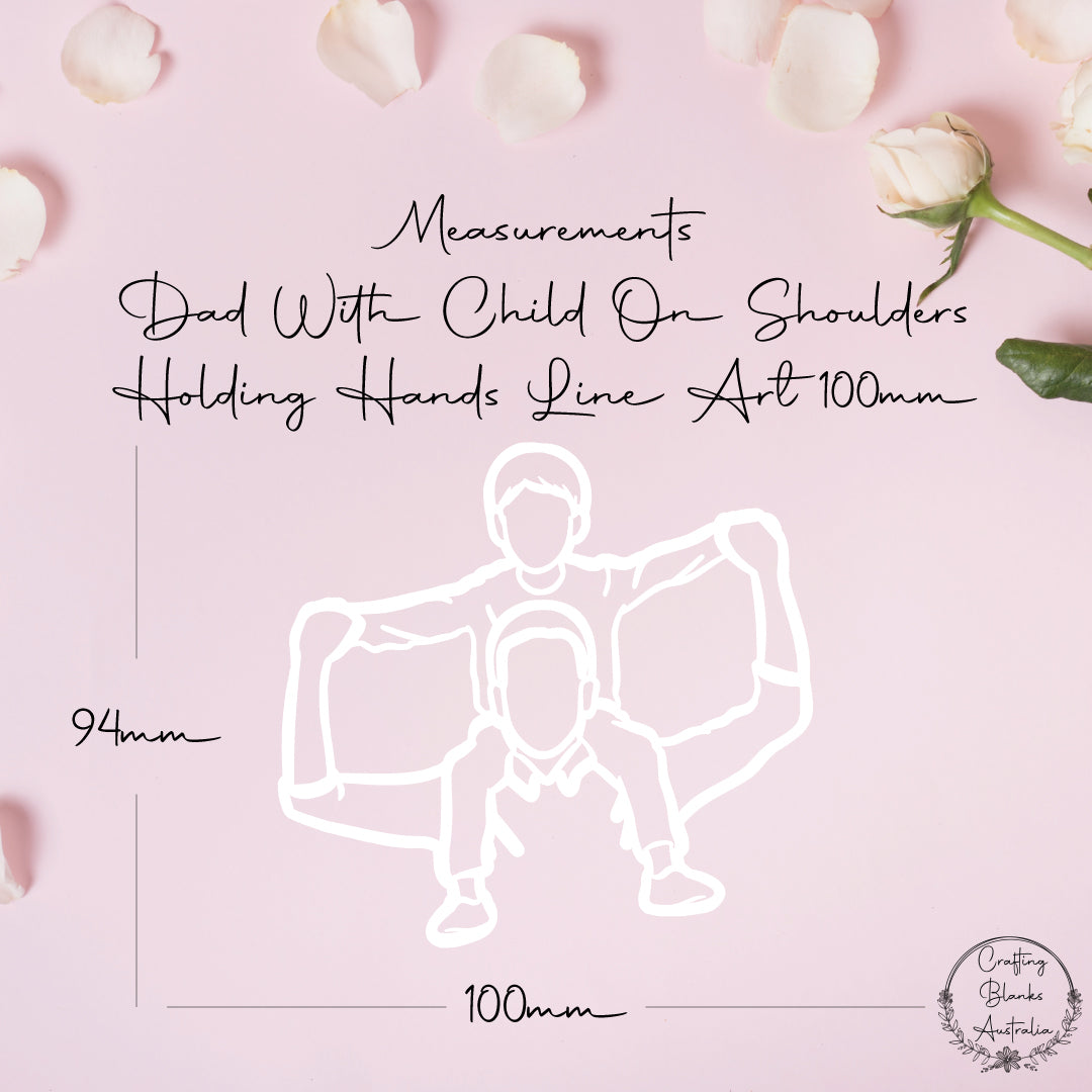Dad With Child On Shoulders Holding Hands • Line Art • 100mm