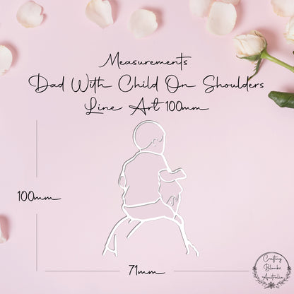 Dad With Child On Shoulders • Line Art • 100mm