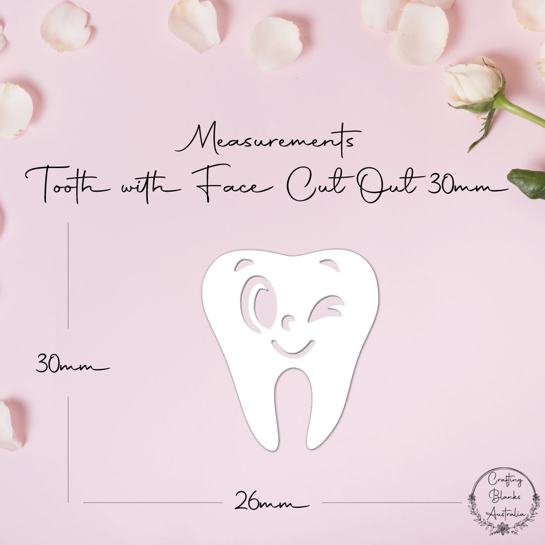 Tooth With Face Cut Out • Blank Shape • 30mm