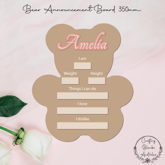 Announcement Board • Blank Bear Shape • 350mm