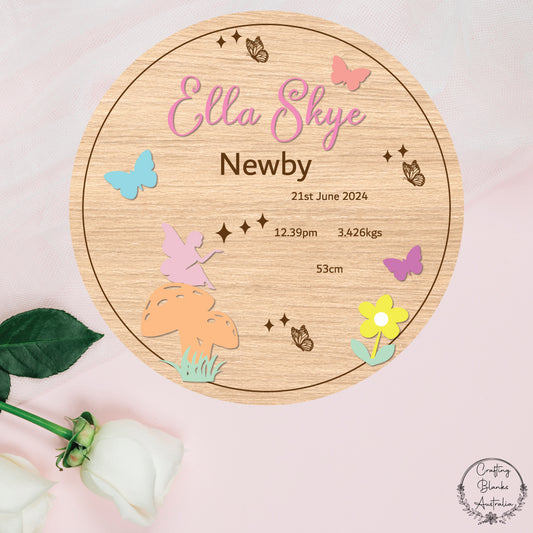 Fairy • Custom Birth Announcement Circle Sign • 400mm