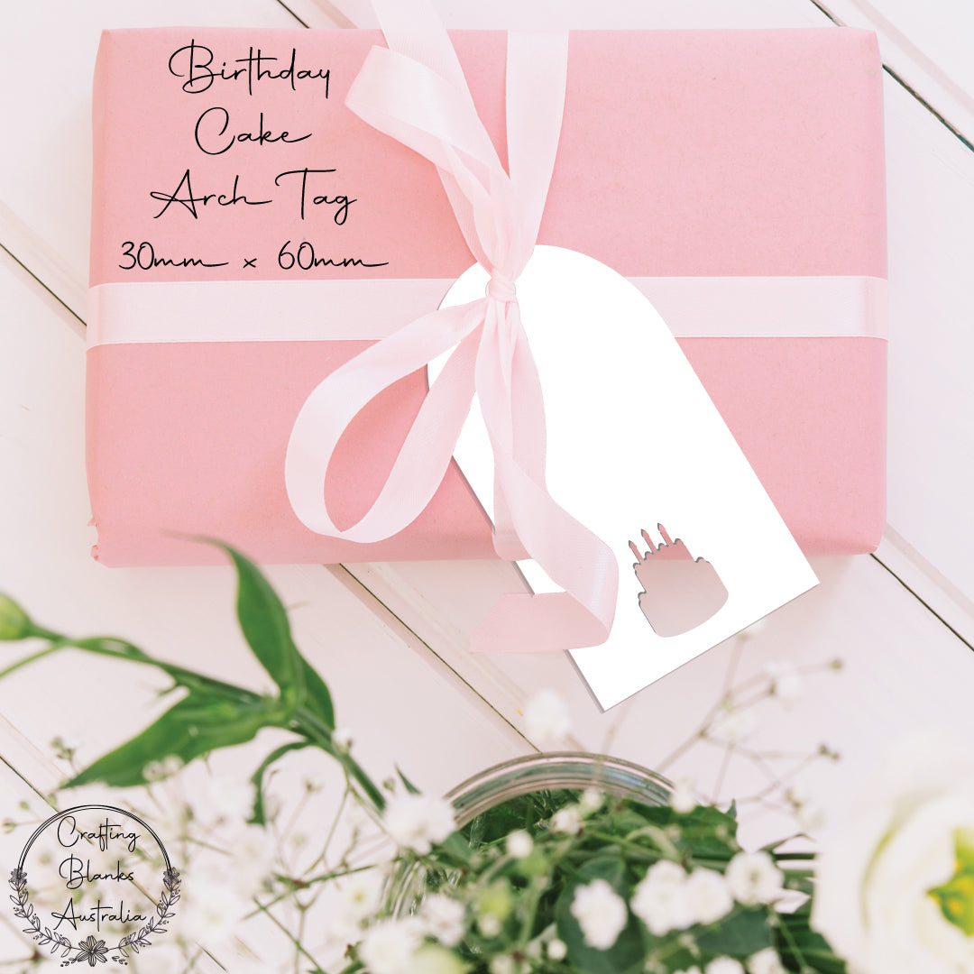 Birthday Cake • Arch Blank Tag • 30mm x 60mm