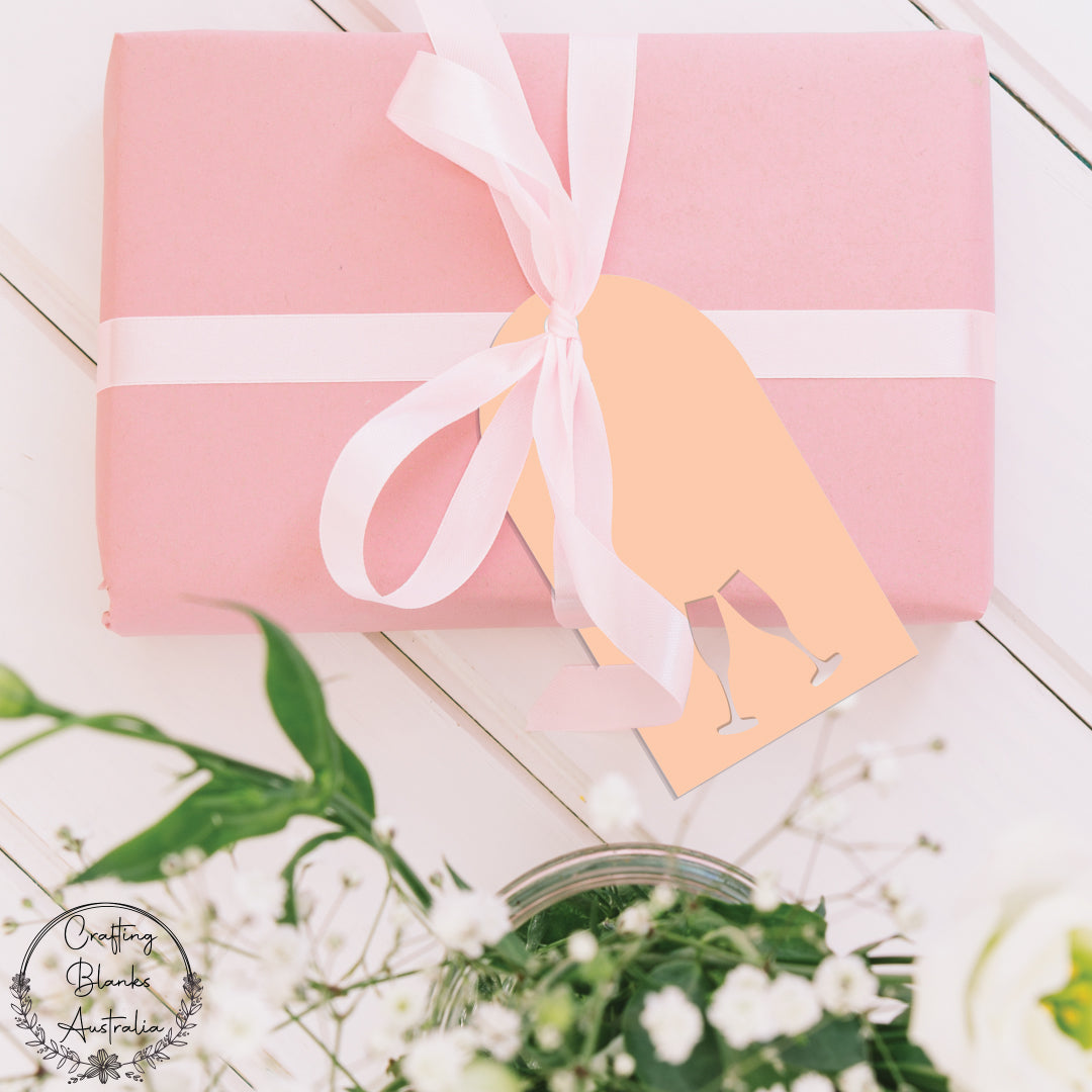 Wine Glasses • Arch Blank Tag • 50mm x 90mm