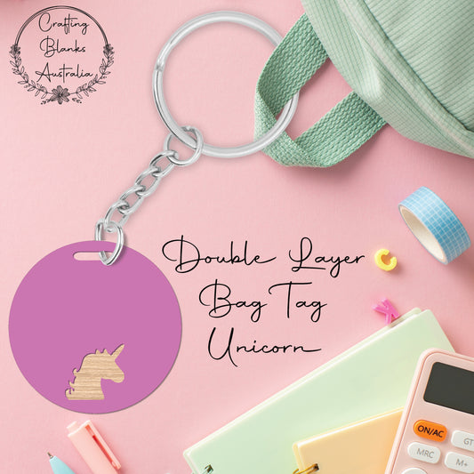 Unicorn • Double Layer • Blank Bag Tag • 65mm