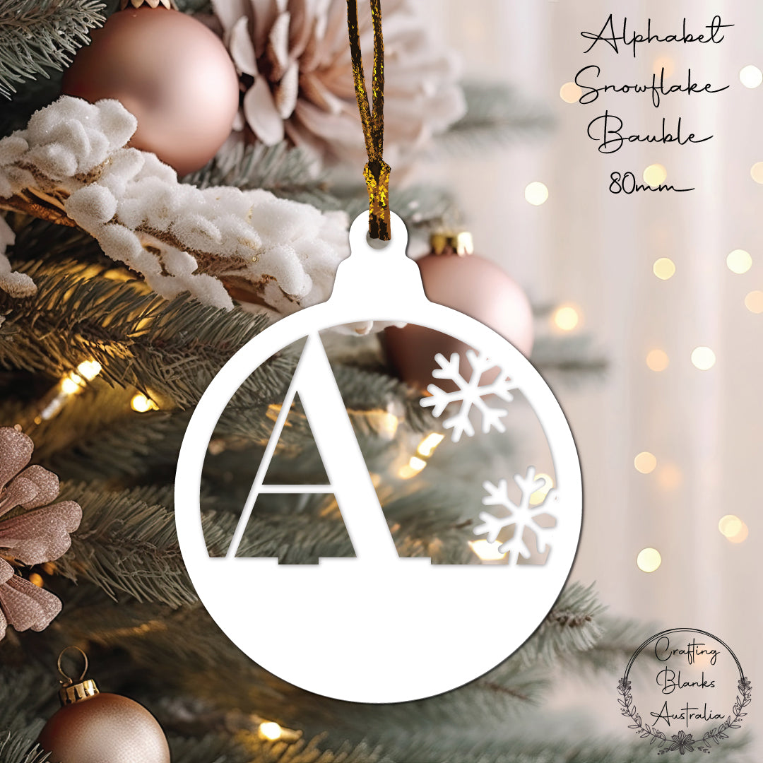 Alphabet Snowflake • Bauble Shape • 80mm