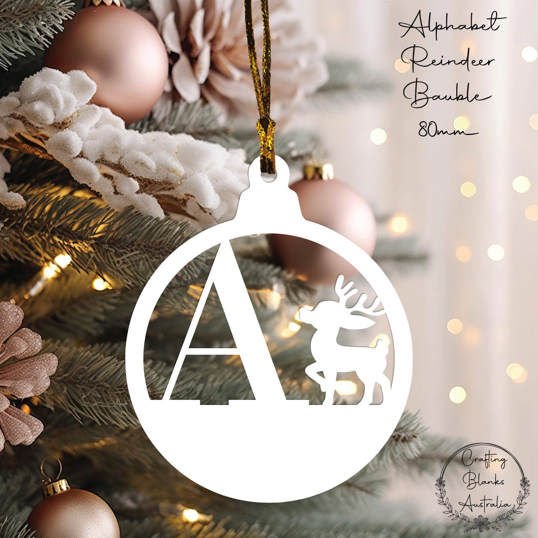 Alphabet Reindeer • Bauble Shape • 80mm