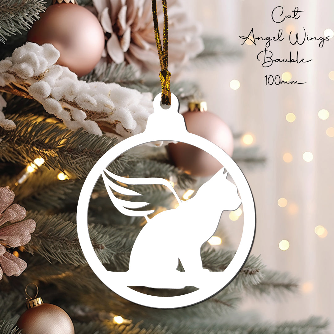 Cat Angel Wings • Bauble Shape • 100mm