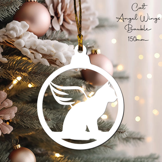 Cat Angel Wings • Bauble Shape • 150mm