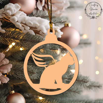 Cat Angel Wings • Bauble Shape • 100mm