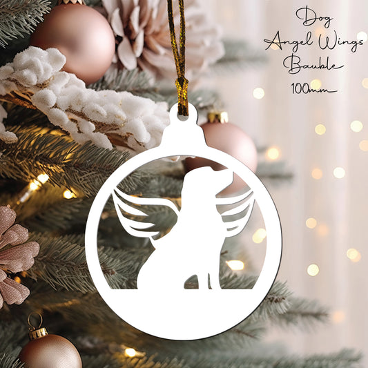 Dog Angel Wings • Bauble Shape • 100mm